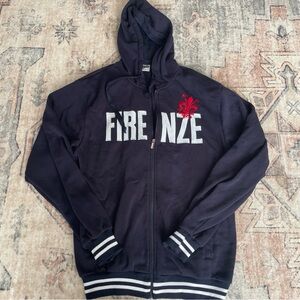 Firenze full zip Navy Blue Hoodie with Red Crest XXXL